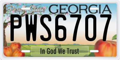 GA license plate PWS6707