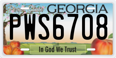 GA license plate PWS6708