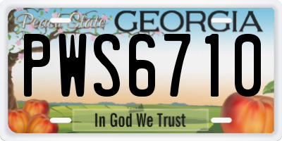 GA license plate PWS6710