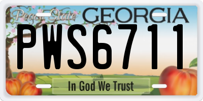 GA license plate PWS6711