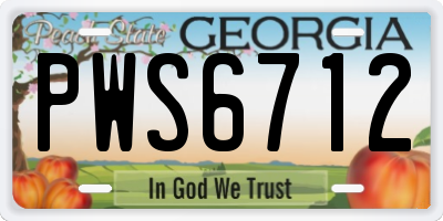 GA license plate PWS6712