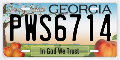 GA license plate PWS6714