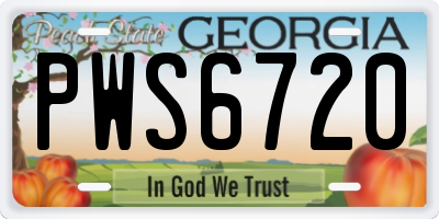 GA license plate PWS6720