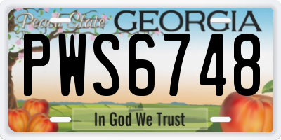 GA license plate PWS6748
