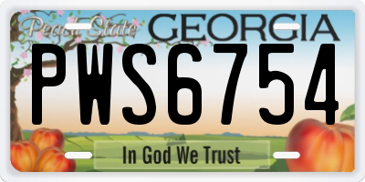GA license plate PWS6754