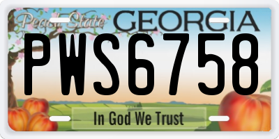 GA license plate PWS6758