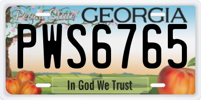 GA license plate PWS6765