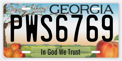 GA license plate PWS6769