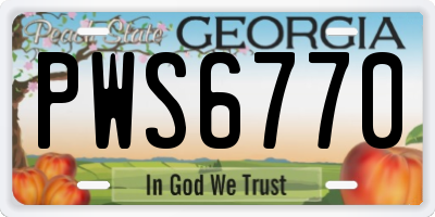 GA license plate PWS6770