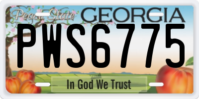 GA license plate PWS6775