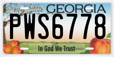 GA license plate PWS6778