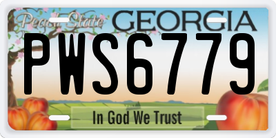 GA license plate PWS6779