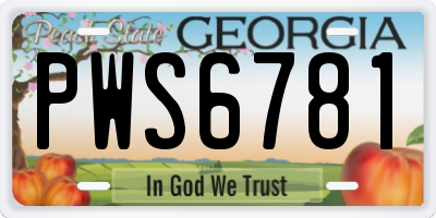 GA license plate PWS6781
