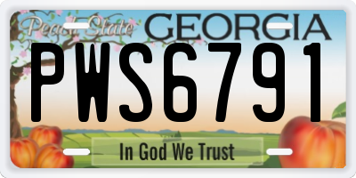 GA license plate PWS6791