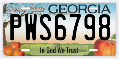 GA license plate PWS6798