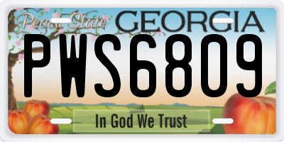 GA license plate PWS6809
