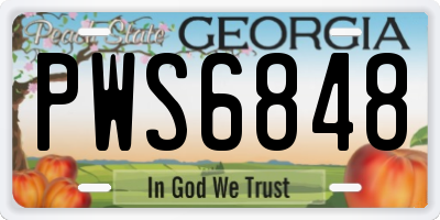 GA license plate PWS6848