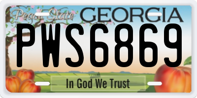GA license plate PWS6869