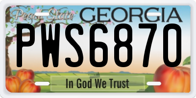 GA license plate PWS6870