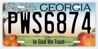 GA license plate PWS6874
