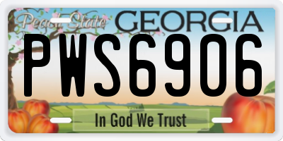 GA license plate PWS6906