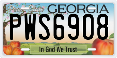 GA license plate PWS6908