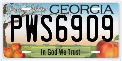 GA license plate PWS6909