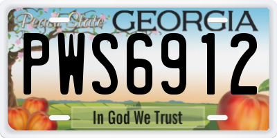 GA license plate PWS6912
