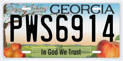 GA license plate PWS6914