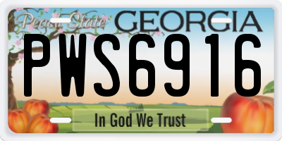 GA license plate PWS6916