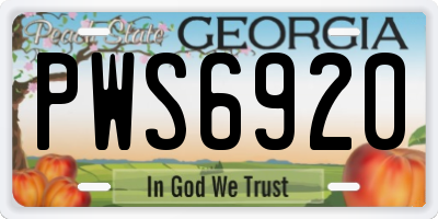 GA license plate PWS6920