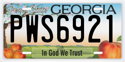 GA license plate PWS6921