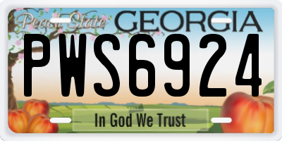 GA license plate PWS6924