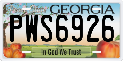 GA license plate PWS6926