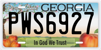 GA license plate PWS6927
