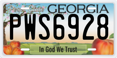 GA license plate PWS6928