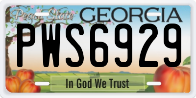 GA license plate PWS6929