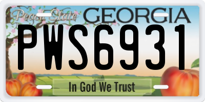 GA license plate PWS6931