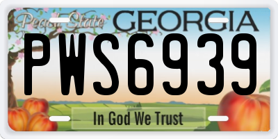 GA license plate PWS6939
