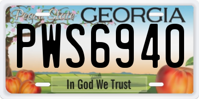 GA license plate PWS6940