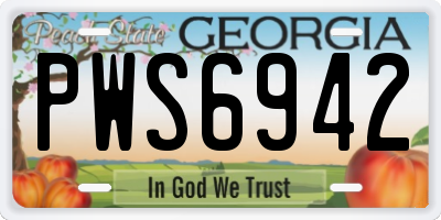 GA license plate PWS6942