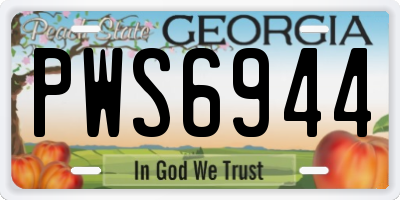 GA license plate PWS6944