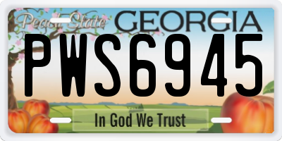 GA license plate PWS6945