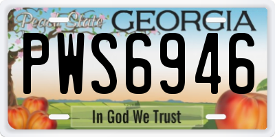 GA license plate PWS6946