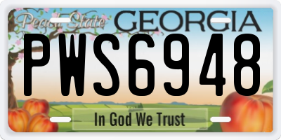GA license plate PWS6948