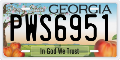 GA license plate PWS6951