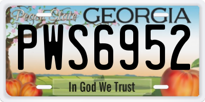 GA license plate PWS6952