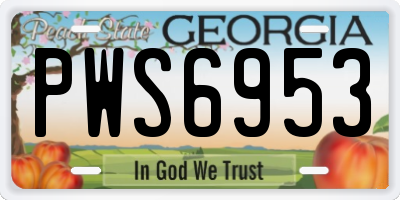 GA license plate PWS6953
