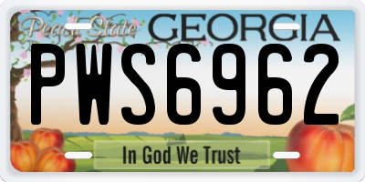 GA license plate PWS6962