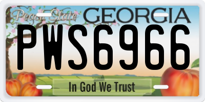GA license plate PWS6966